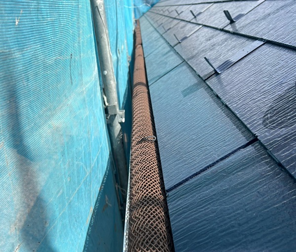 千葉県船橋市　雨樋清掃、落ち葉除けネット取り付け